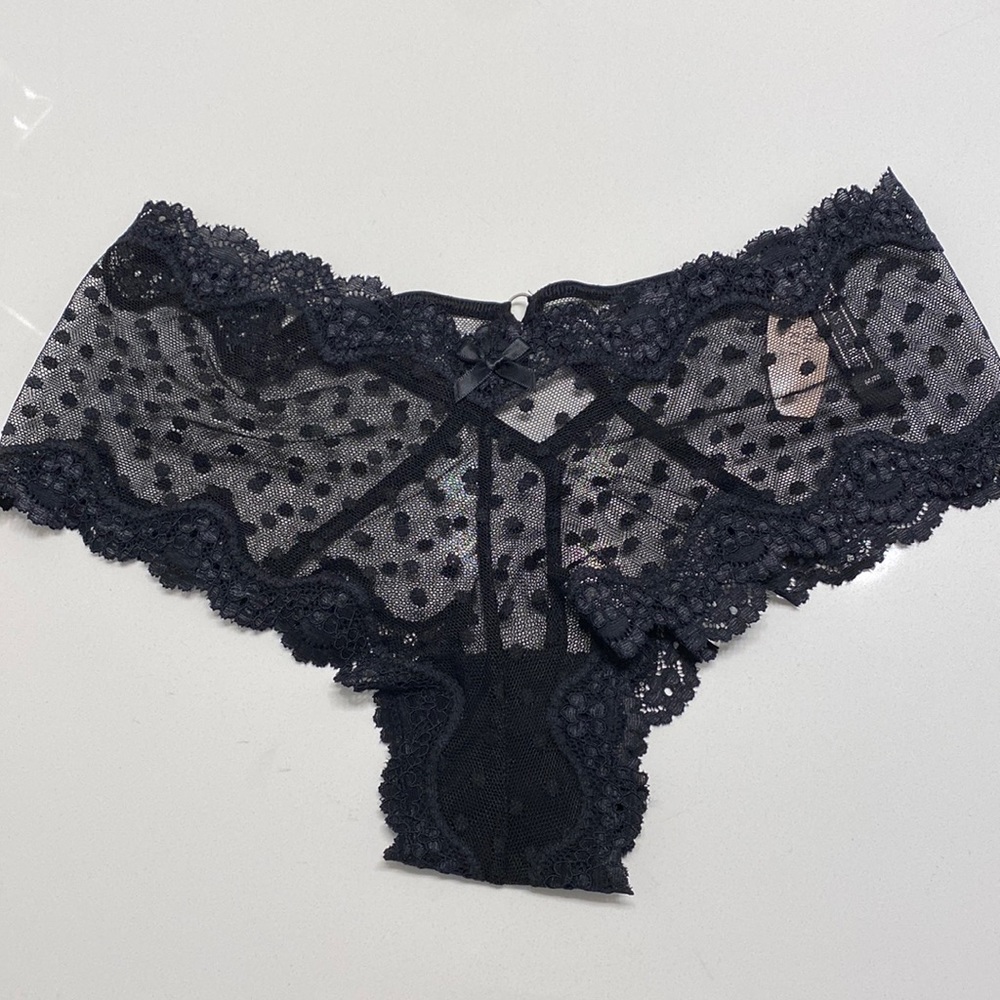 Victoria’s Secret cheeky mesh polka dot and lace panties NEW WITH TAG! M…